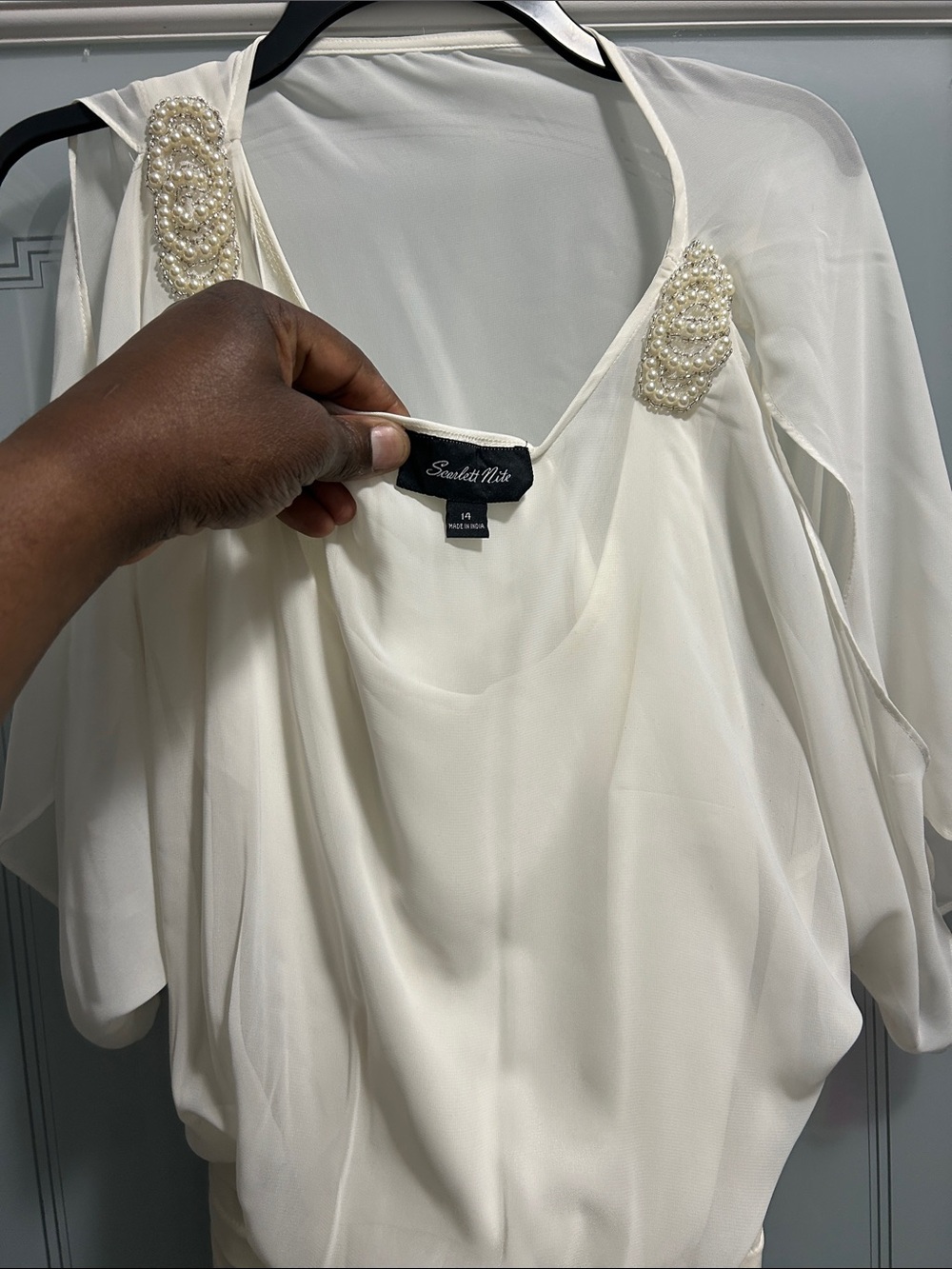 SORELLA VITA Cream Pearl-Embellished Camisole Top